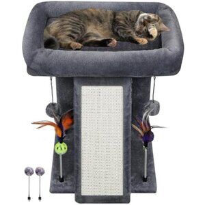Cat Tree Tower Indoor Cats Scratching Post Climbing Play Activity Centre Grey